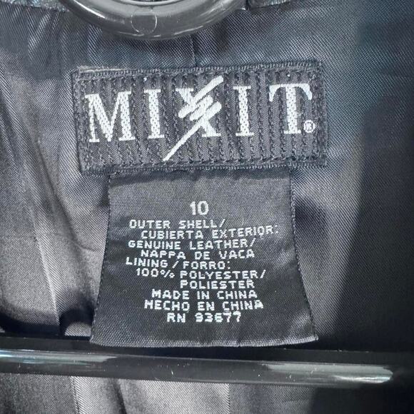 Vintage Y2K Leather Blazer Jacket V-Neck Black One Button Medium - Picture 7 of 8